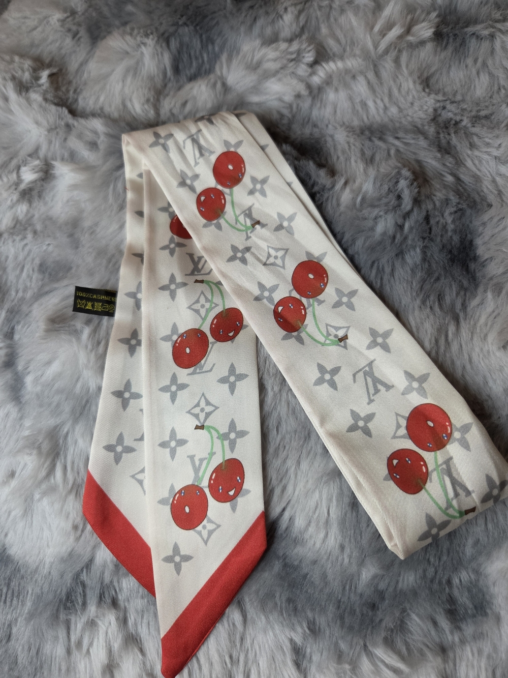 Cherry Print Silk Twilly